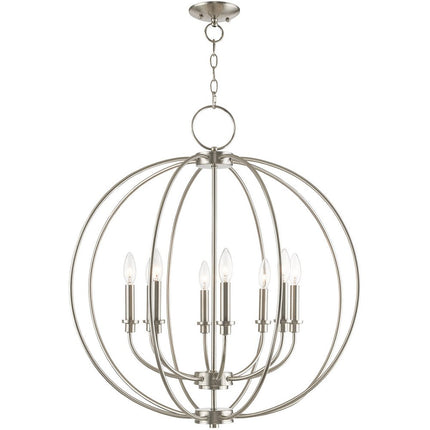 Eight Light Dimmable Chandelier With Shades