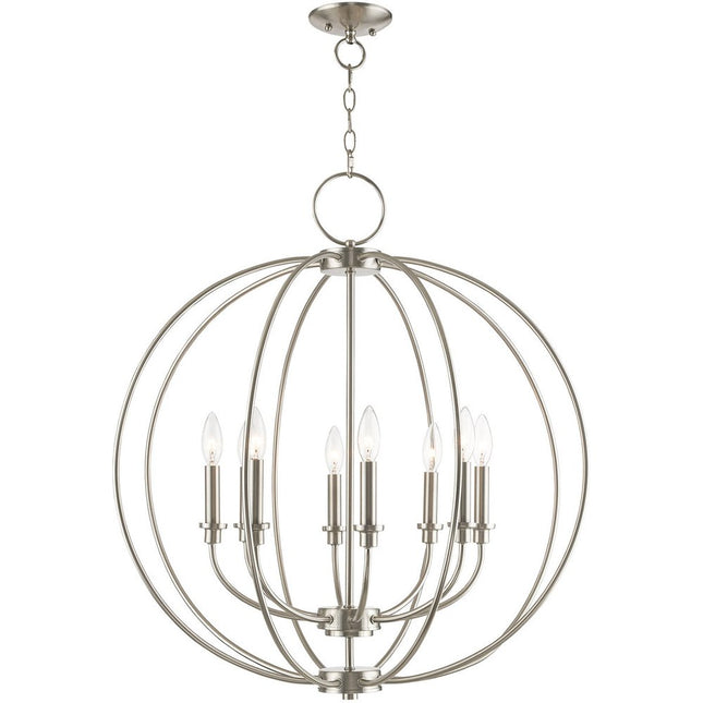 Eight Light Dimmable Chandelier With Shades