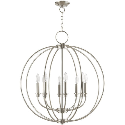 Eight Light Dimmable Chandelier With Shades