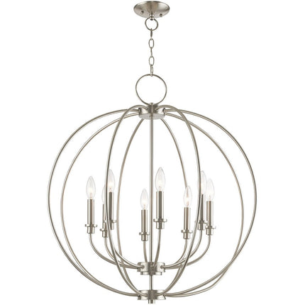 Eight Light Dimmable Chandelier With Shades