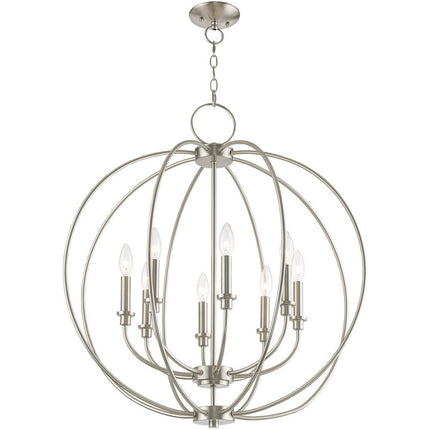 Eight Light Dimmable Chandelier With Shades