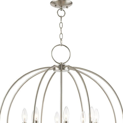 Eight Light Dimmable Chandelier With Shades