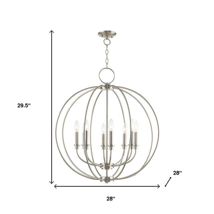 Eight Light Dimmable Chandelier With Shades