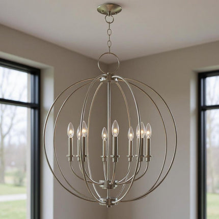 Eight Light Dimmable Chandelier With Shades