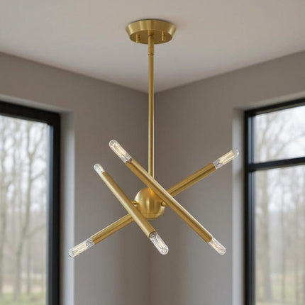 Six Light Dimmable Chandelier With Shades
