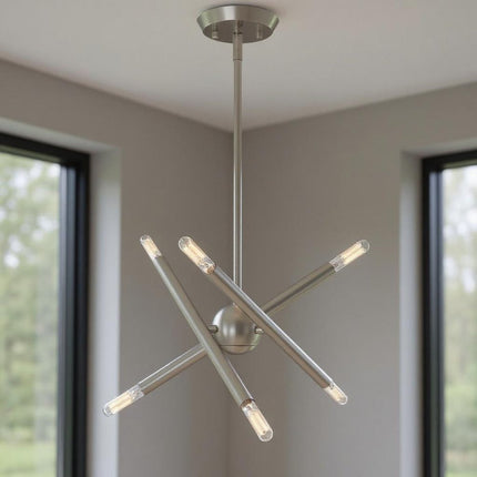 Six Light Dimmable Chandelier With Shades