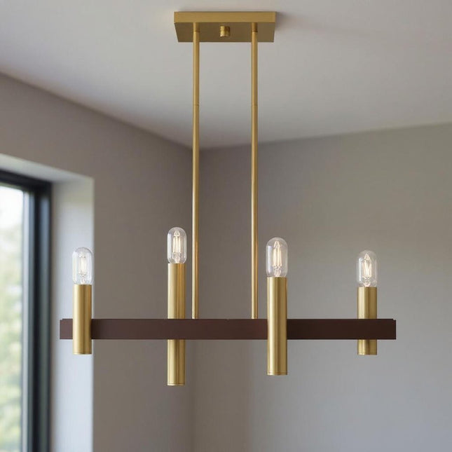 Four Light Dimmable Chandelier With Shades