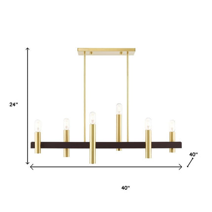 Six Light Dimmable Chandelier With Shades