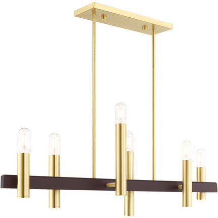 Six Light Dimmable Chandelier With Shades
