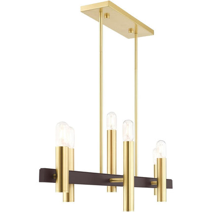 Six Light Dimmable Chandelier With Shades