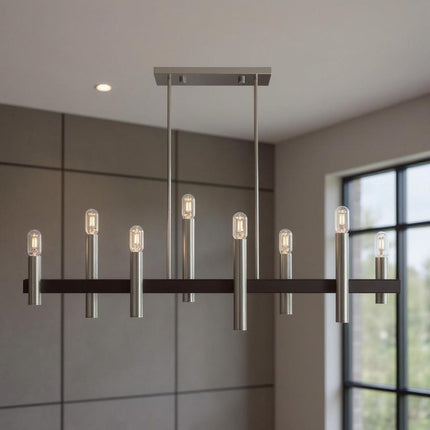 Eight Light Dimmable Chandelier With Shades