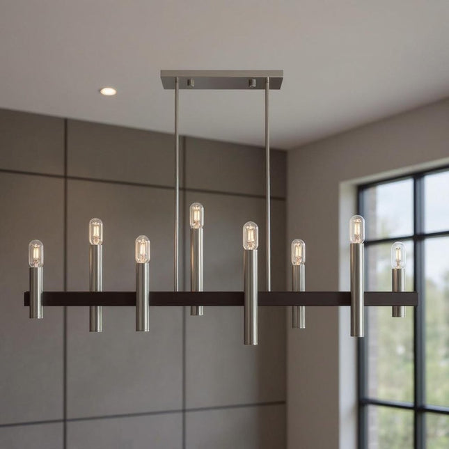 Eight Light Dimmable Chandelier With Shades