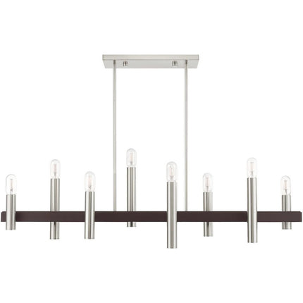 Eight Light Dimmable Chandelier With Shades