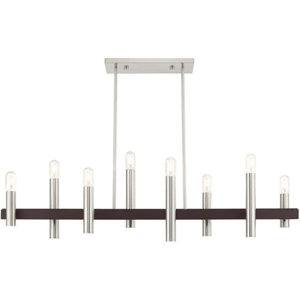 Eight Light Dimmable Chandelier With Shades