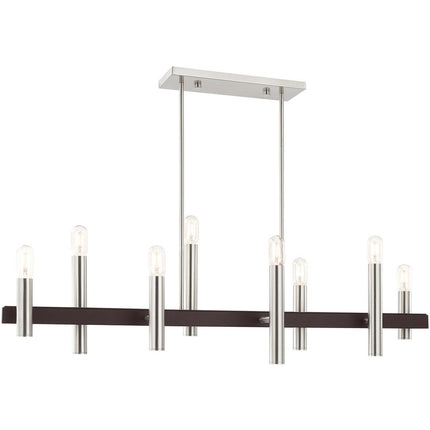 Eight Light Dimmable Chandelier With Shades