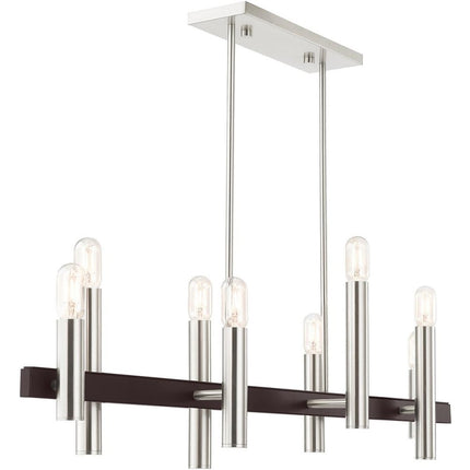 Eight Light Dimmable Chandelier With Shades