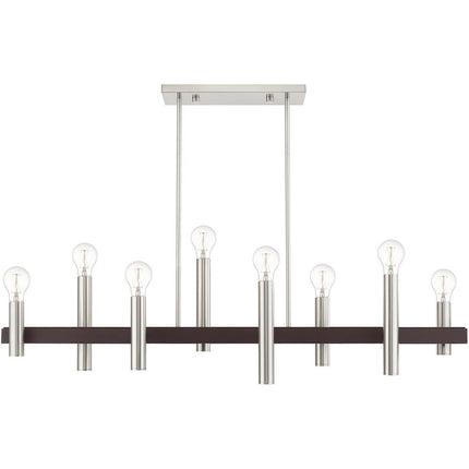 Eight Light Dimmable Chandelier With Shades