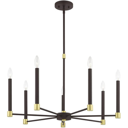Seven Light Dimmable Chandelier With Shades