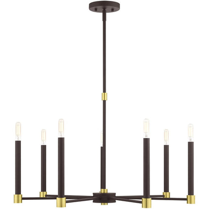 Seven Light Dimmable Chandelier With Shades