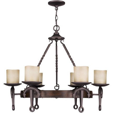 Six Light Resin Dimmable Chandelier With Shades