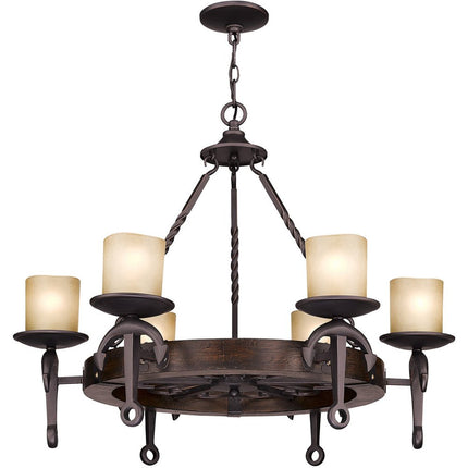 Six Light Resin Dimmable Chandelier With Shades