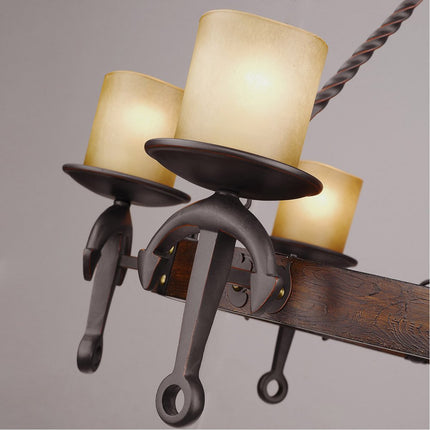 Six Light Resin Dimmable Chandelier With Shades