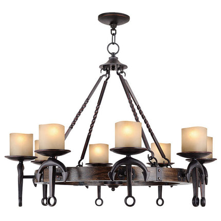 Eight Light Resin Dimmable Chandelier With Shades