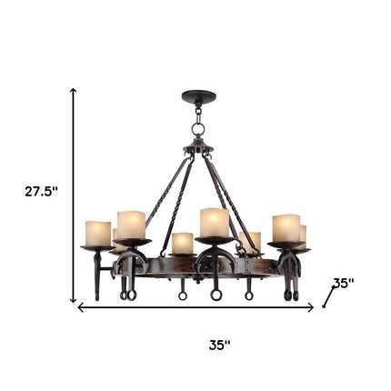 Eight Light Resin Dimmable Chandelier With Shades