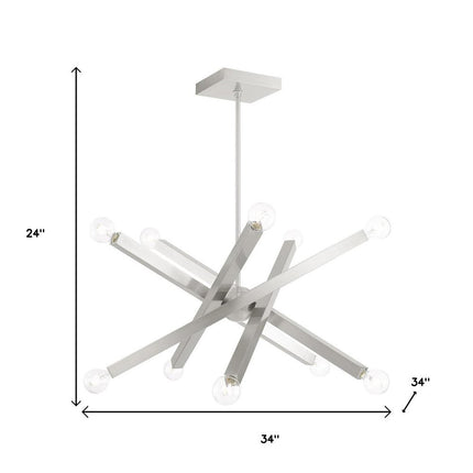 Ten Light Dimmable Chandelier With Shades