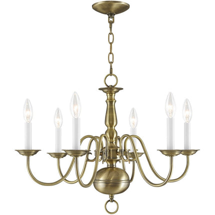 Six Light Dimmable Chandelier With Shades