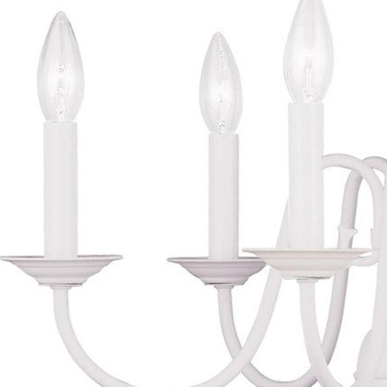 White Six Light Dimmable Chandelier With Shades