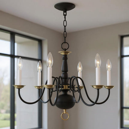 Six Light Dimmable Chandelier With Shades