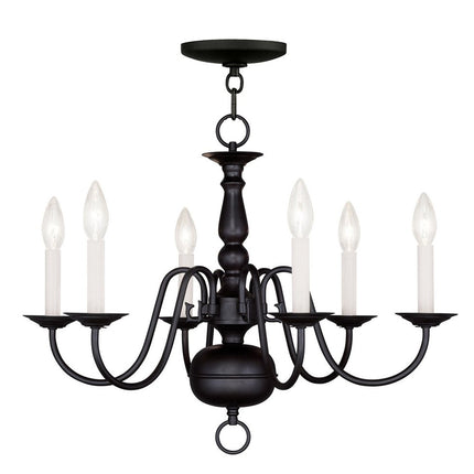 Six Light Dimmable Chandelier With Shades