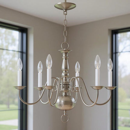 Six Light Dimmable Chandelier With Shades