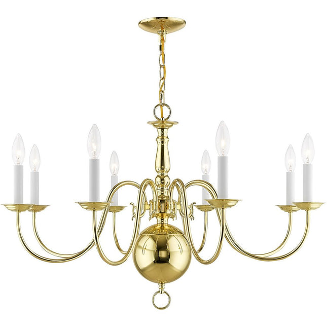 Eight Light Dimmable Chandelier With Shades