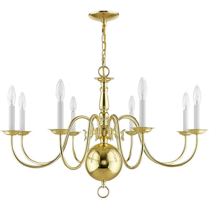 Eight Light Dimmable Chandelier With Shades