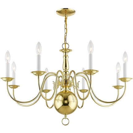Eight Light Dimmable Chandelier With Shades