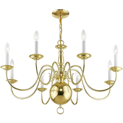 Eight Light Dimmable Chandelier With Shades