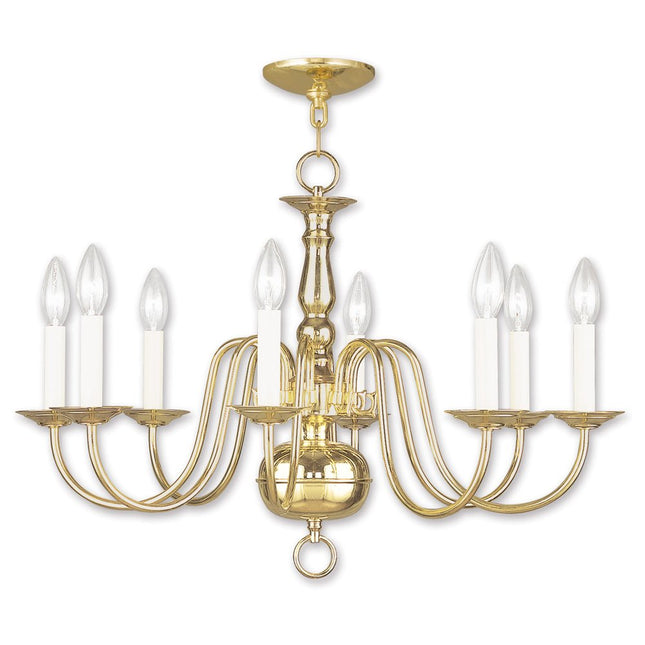 Eight Light Dimmable Chandelier With Shades