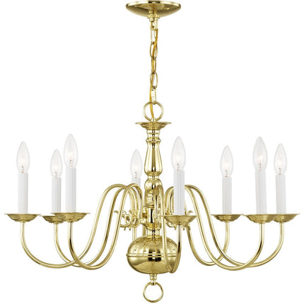 Eight Light Dimmable Chandelier With Shades