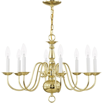 Eight Light Dimmable Chandelier With Shades