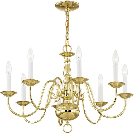 Eight Light Dimmable Chandelier With Shades