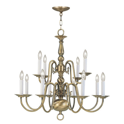 Twelve Light Dimmable Chandelier With Shades