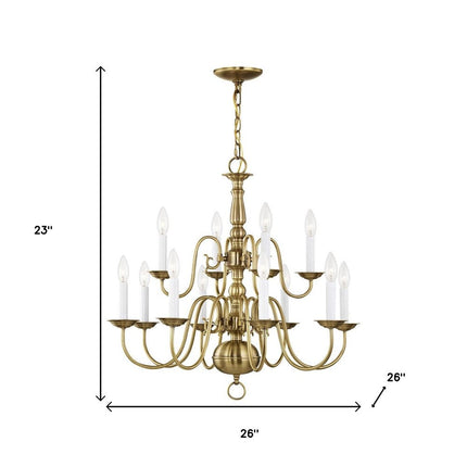 Twelve Light Dimmable Chandelier With Shades
