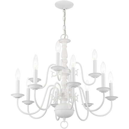 White Twelve Light Dimmable Chandelier With Shades