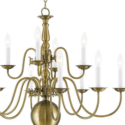 Twelve Light Dimmable Chandelier With Shades