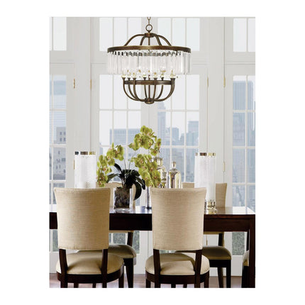 Eight Light Dimmable Chandelier With Shades