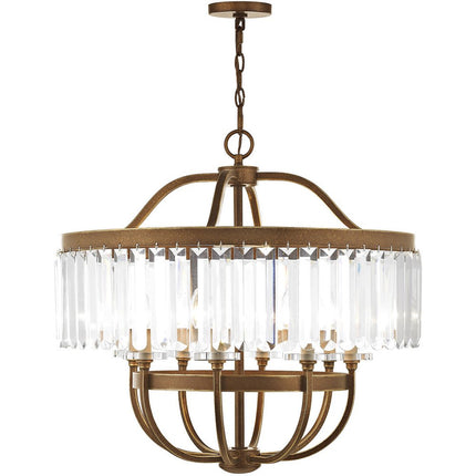 Eight Light Dimmable Chandelier With Shades
