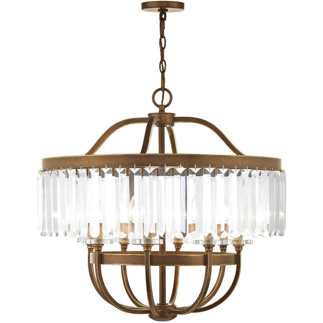 Eight Light Dimmable Chandelier With Shades