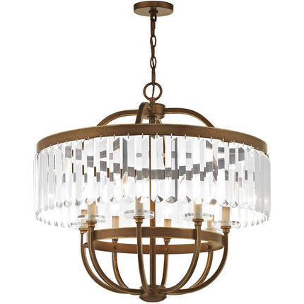Eight Light Dimmable Chandelier With Shades